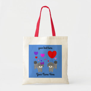 Bolsa de Tote Gray Poodle Valentine #2