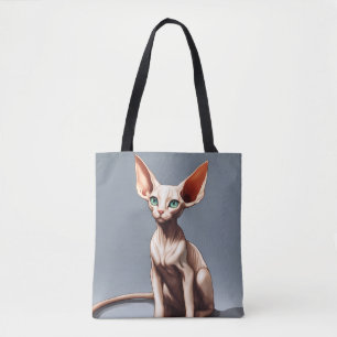 Bolsa de Tote Gris Rosado Sphynx Cat