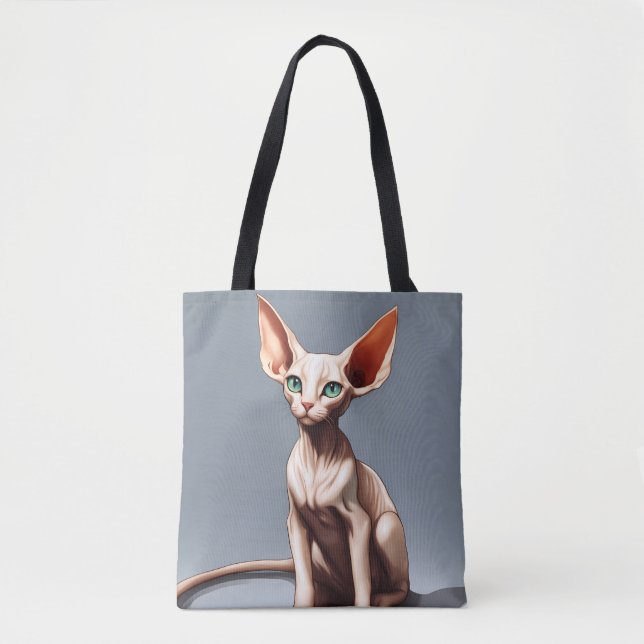 Bolsa de Tote Gris Rosado Sphynx Cat (Anverso)