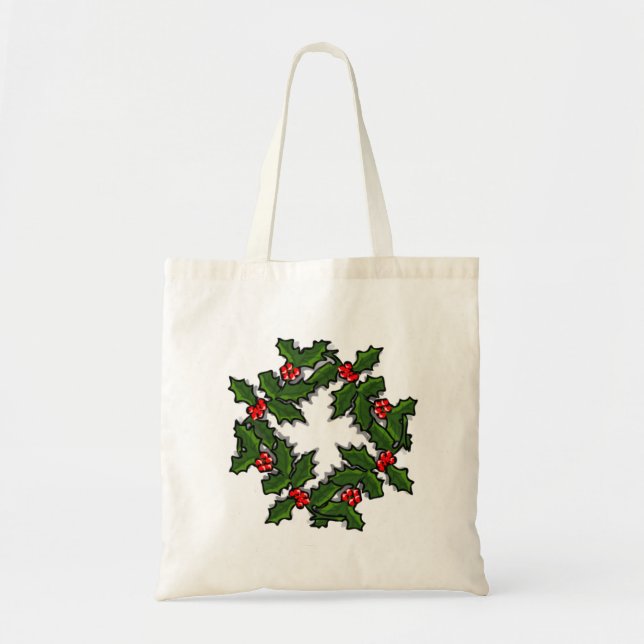 Bolsa de Tote - Guirnalda de hojas y bayas holly (Frente)