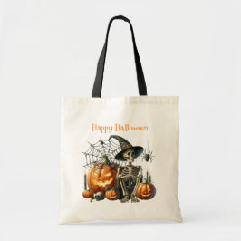 Bolsa de Tote Halloween con calabazas de esqueleto