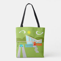Bolsa De Tote Impresa Retro Palm Springs House