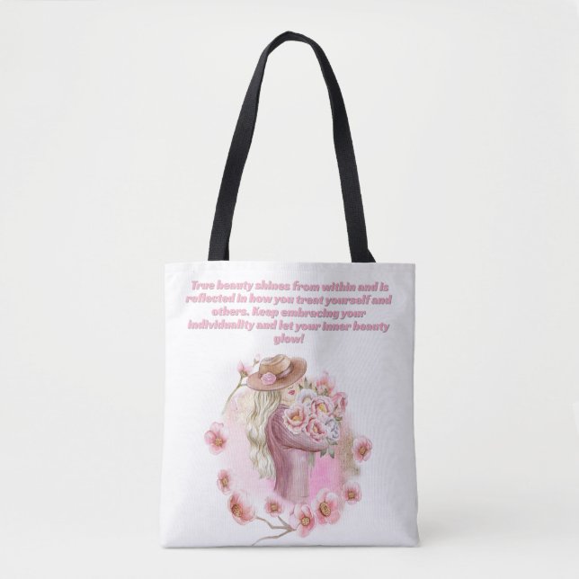 Bolsa de Tote Inspiradora en árbol rosa de la vida (Anverso)