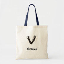 Bolsa de Tote - Letra Cat V con nombre