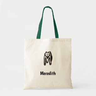 Bolsa de tote - Letra M de gato con nombre