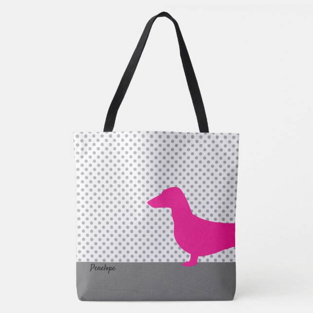 Bolsa de Tote - Media Dachshund Rosa (Anverso)