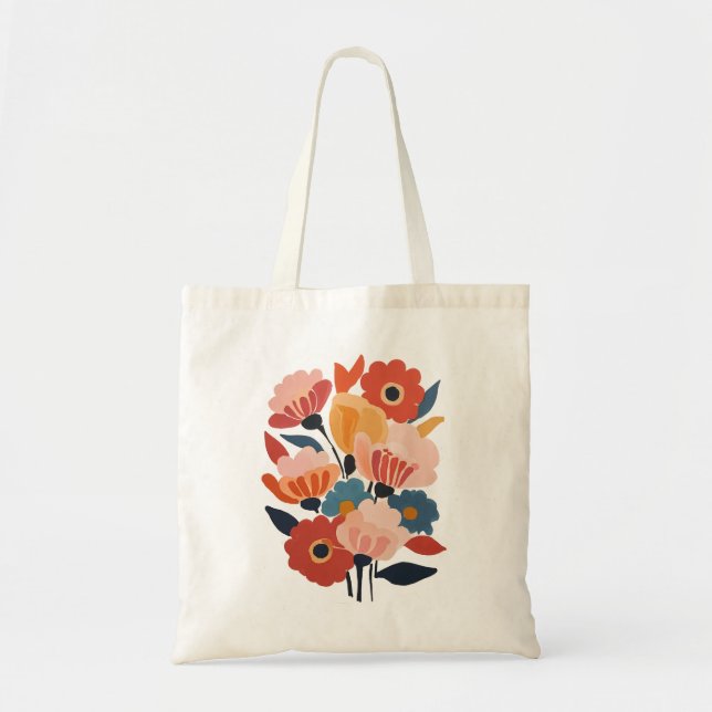 Bolsa de Tote Moderna Retro Floral (Frente)