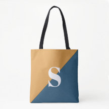 Bolsa de Tote Monograma Azul de la Marina Amarilla
