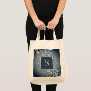 Bolsa de Tote Monograma Azul Elegante