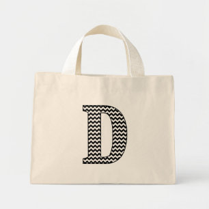 Bolsa de Tote Monograma "D" de Chevron negro y bla