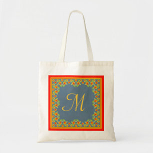 Bolsa de Tote Monograma de la frontera Marigolds d