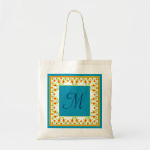 Bolsa de Tote Monograma de la frontera Marigolds d