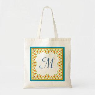 Bolsa de Tote Monograma de la frontera Marigolds d