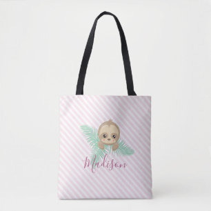 Bolsa de Tote Monograma para bebé rosa lindo