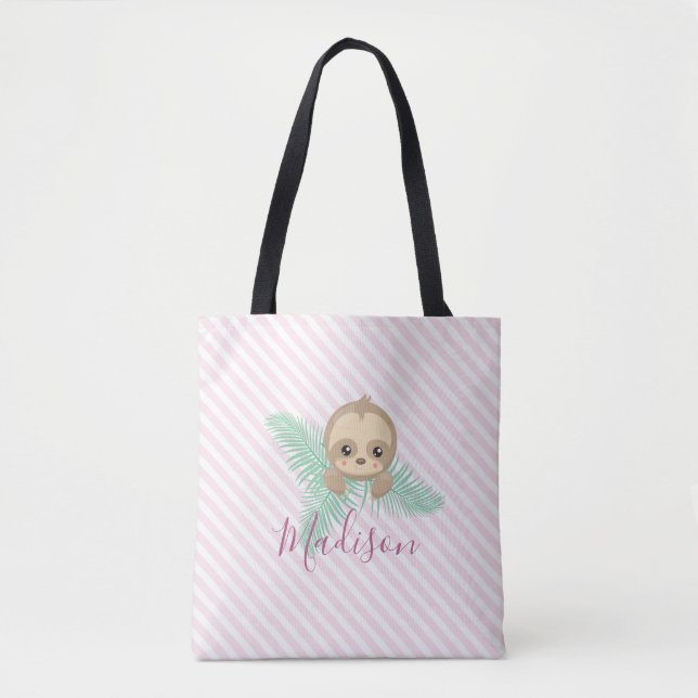 Bolsa de Tote Monograma para bebé rosa lindo (Anverso)