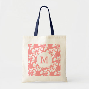 Bolsa de tote monograma personalizada   coral y ma