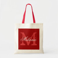 Bolsa de tote monograma personalizada | Rojo burde