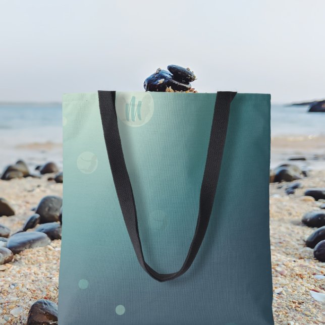 Bolsa de Tote Monogramada de la Sirena Verde del M (Add your initial to the sea bubble and off to the beach you go)