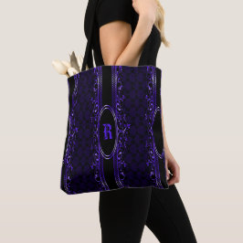Bolsa de Tote monogramada gótica negra y morada