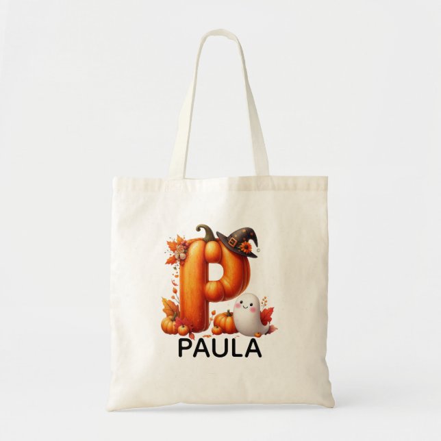 Bolsa de Tote Monogramada Personalizada de Hallowe (Frente)