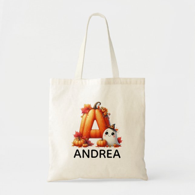 Bolsa de Tote Monogramada Personalizada de Hallowe (Frente)
