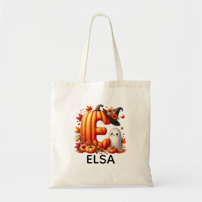 Bolsa de Tote Monogramada Personalizada de Hallowe (Frente)