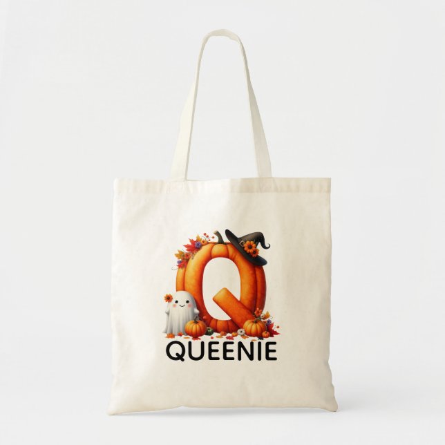 Bolsa de Tote Monogramada Personalizada de Hallowe (Frente)