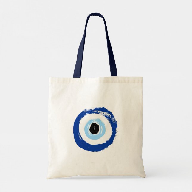 Bolsa De Tote Natural De Lienzo Impresa De Ojo Mal (Reverso)