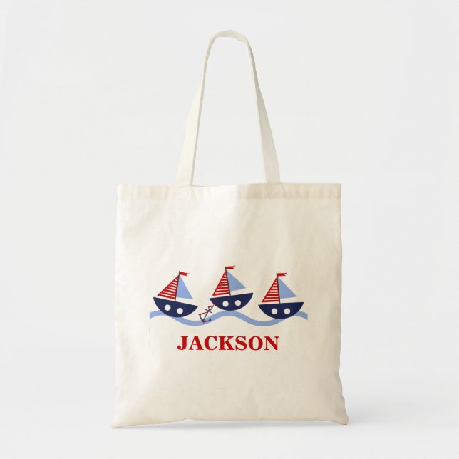 Bolsa de Tote Nautical para Niños Personalizados (Frente)
