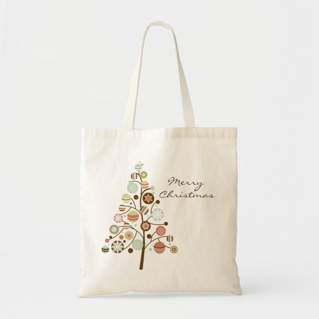 Bolsa de Tote navideña con adornos festivos (Frente)