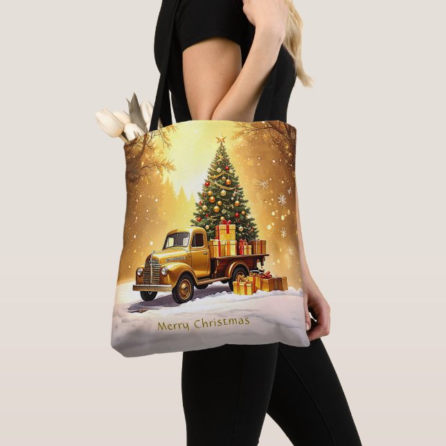 Bolsa de Tote navideña del árbol de navidad del ca (Detalle)