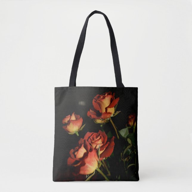 bolsa de tote negra con rosas rojas (Anverso)