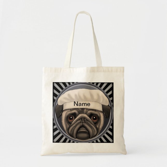 Bolsa de Tote para el chef Pug (Frente)