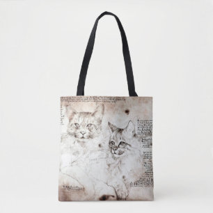 Bolsa de Tote para el dibujo del gato Leonardo da