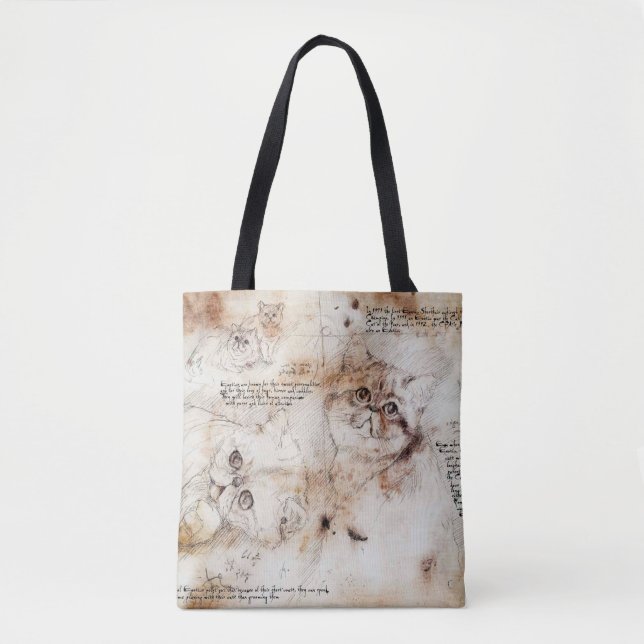 Bolsa de Tote para el dibujo del gato Leonardo da  (Anverso)