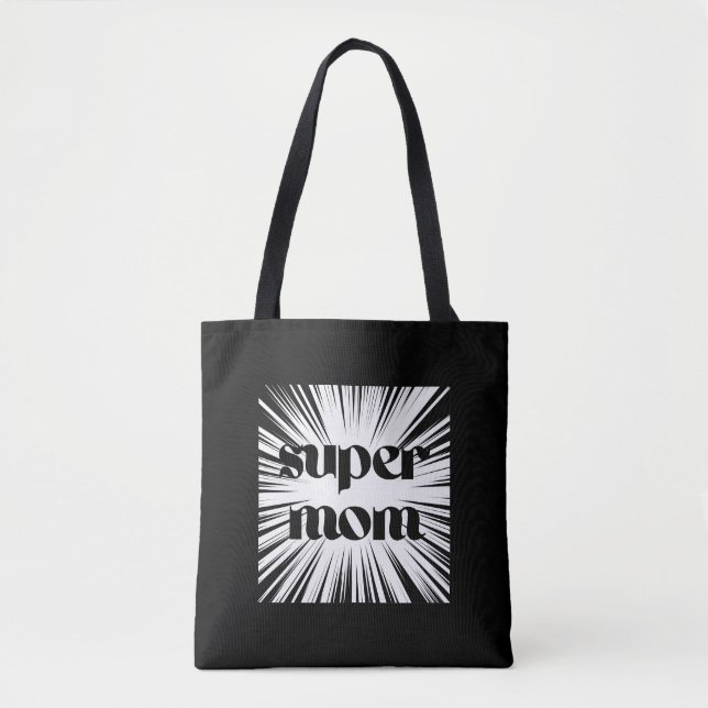 Bolsa de Tote para las supermamás, negro y blanco (Anverso)