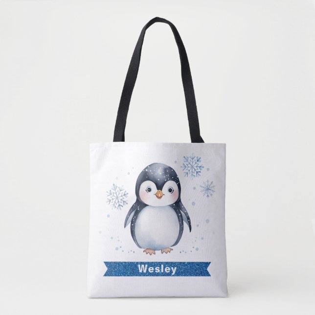 Bolsa de Tote para Niños Pingüinos Cutos Personali (Anverso)