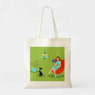 Bolsa de Tote para una mujer retro que lee