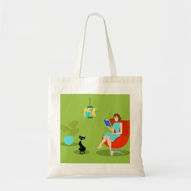 Bolsa de Tote para una mujer retro que lee (Frente)