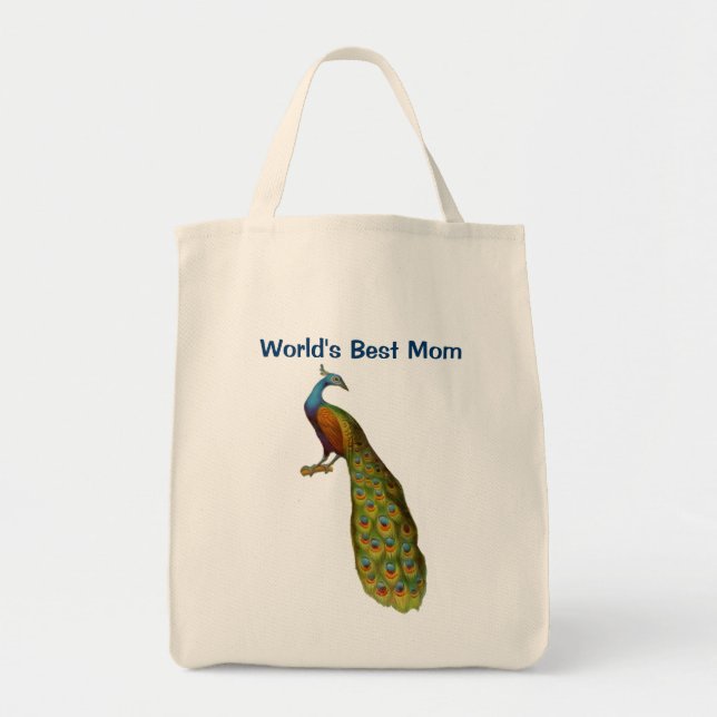 Bolsa De Tote Peacock De La Mejor Mamá Del Mundo (Frente)