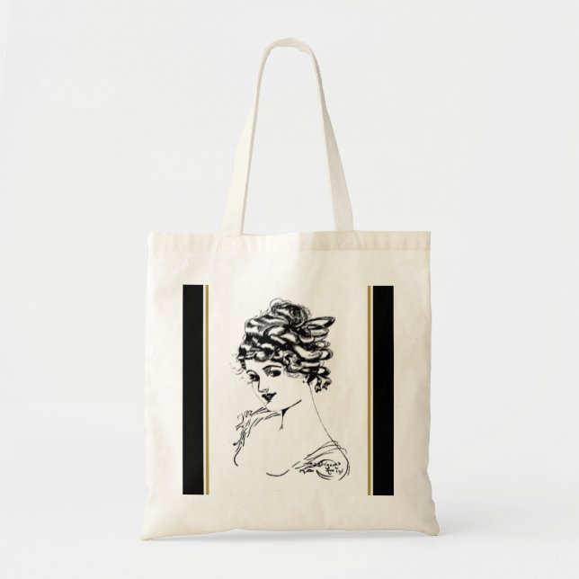 Bolsa de Tote pequeña de Art Nouveau Lady (Frente)
