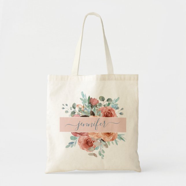 Bolsa De Tote Personalizada, Bolsa De Tote Floral. (Frente)