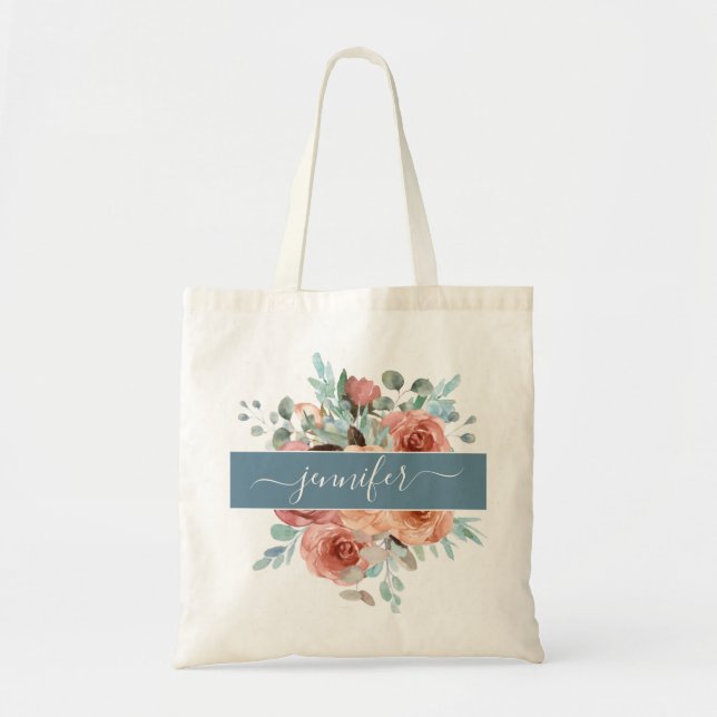 Bolsa De Tote Personalizada, Bolsa De Tote Floral. (Frente)