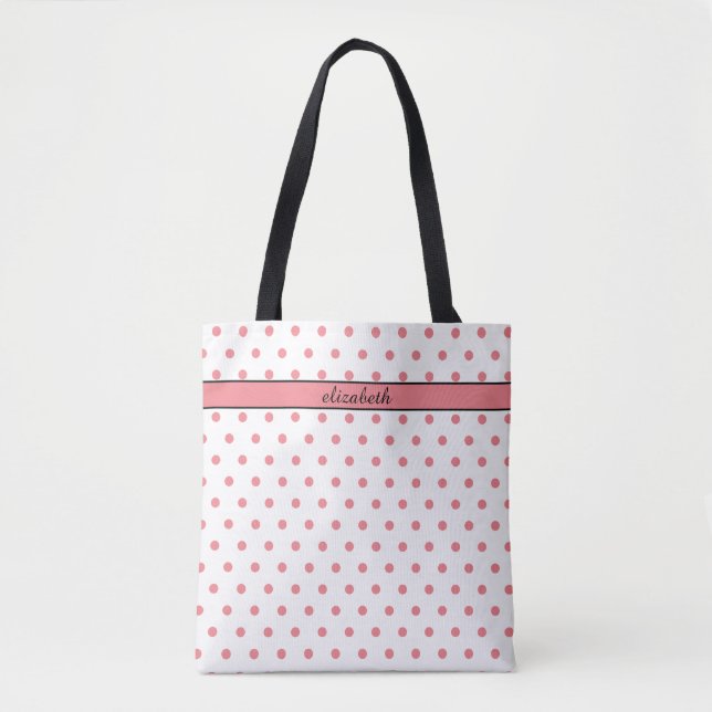 Bolsa de Tote personalizada con puntos de polka ro (Anverso)