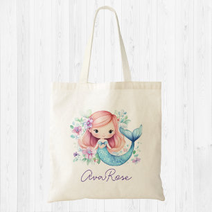 Bolsa de Tote Personalizada Cute Mermaid Girly