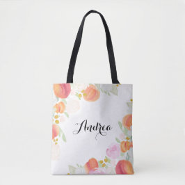 Bolsa de Tote Personalizada de Acuarela Peaches Fl
