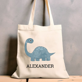 Bolsa de Tote Personalizada de Dinosaurio Gris Azu