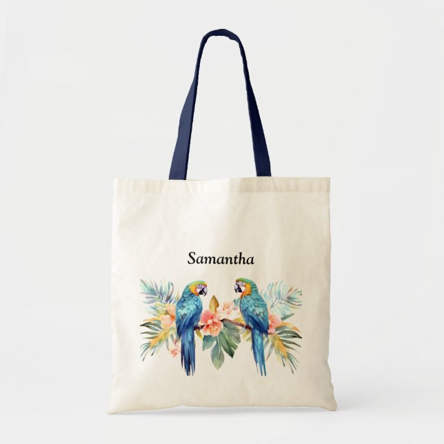 Bolsa De Tote Personalizada De Macaw Parrot (Frente)