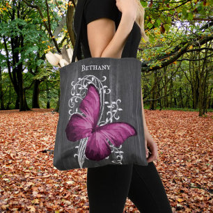 Bolsa De Tote Personalizada De Mariposa Rústica Ma