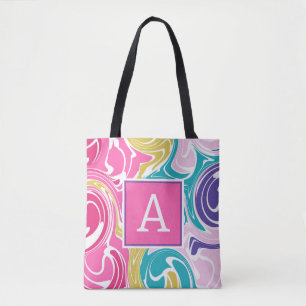 Bolsa De Tote Personalizada De Monograma De Swirl